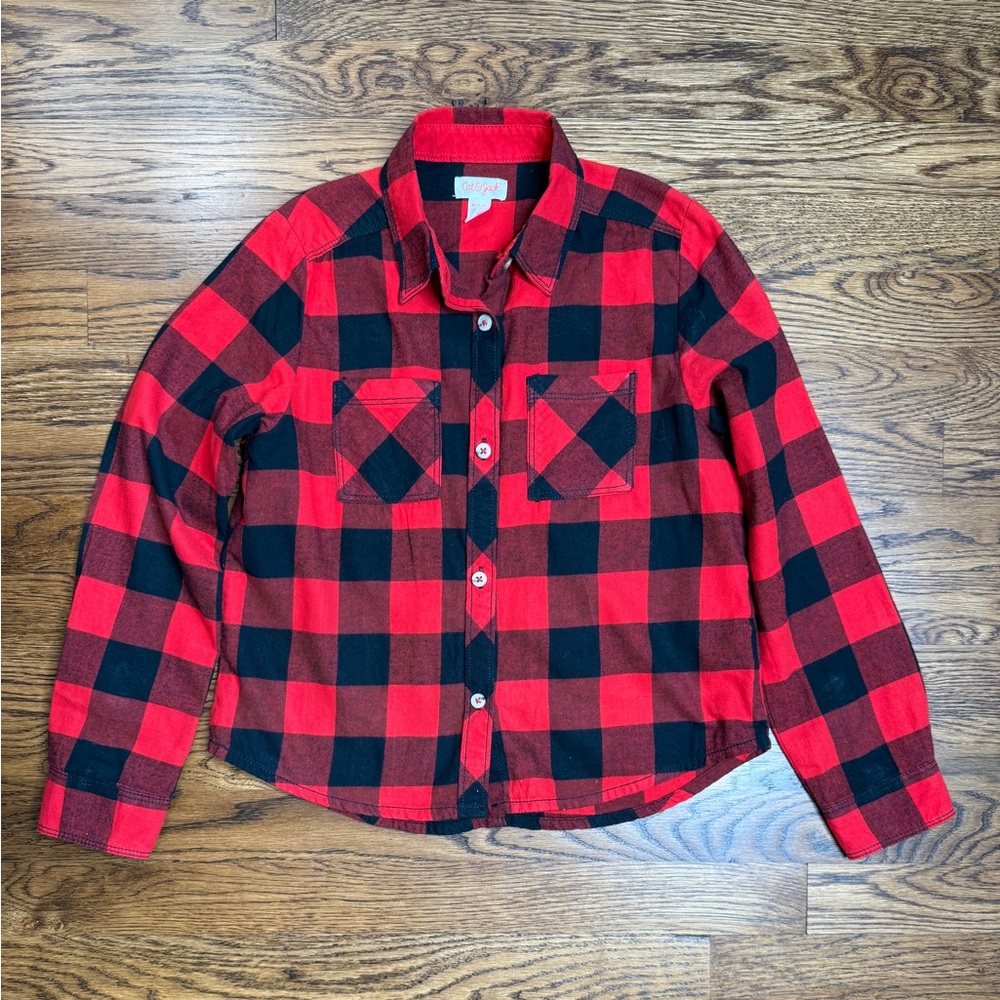 Cat & Jack Red and Black Plaid Flannel Shirt